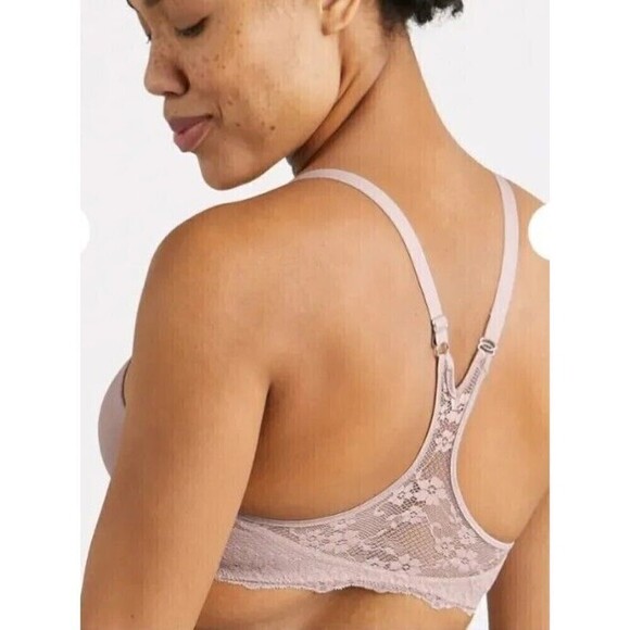 Maidenform Front Close Bra Size 40D Gray Lace Racerback Underwire - Picture 2 of 9